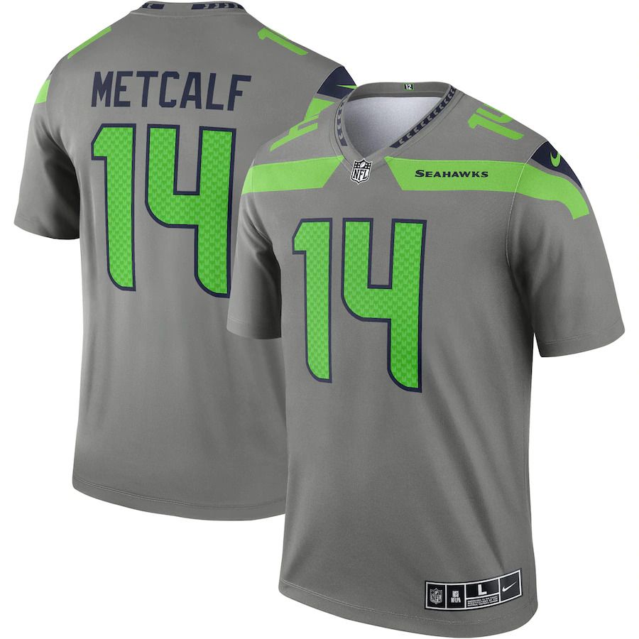 Men Seattle Seahawks #14 DK Metcalf Nike Steel Inverted Legend NFL Jersey